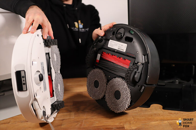 Die zwei rotierenden Wischpads des Roborock Qrevo Curv und des Qrevo Slim sind zu sehen.